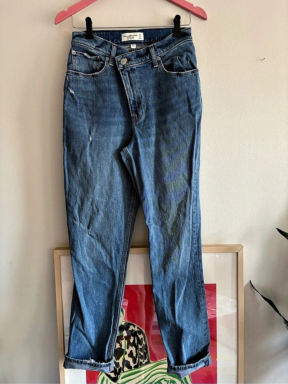 Abercrombie & Fitch Curve Love 90s straight Ultra High Rise Jeans Blue Waist 28/